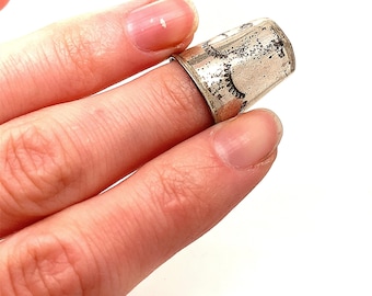 Vintage Navajo Sterling Silver Sewing Thimble | Cut Design, Size 6 OT 26