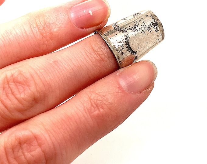 Vintage  Sewing Thimble | Navajo Sewing Thimble | Cut Design Sewing Thimble | Sterling 925 Silver Sewing Thimble | Size 6 OT 26