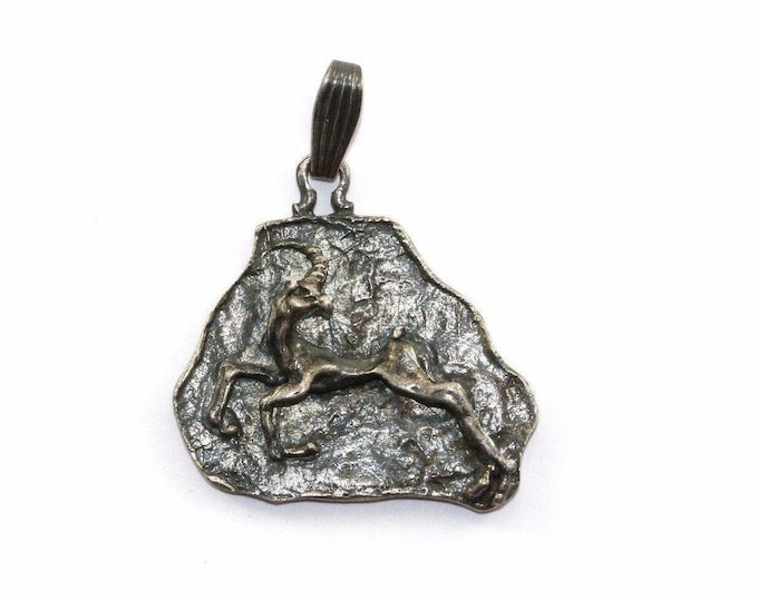 Vintage Zodiac Astrology Capricorn Sign Pendant 925 Sterling Pd 1288(401734525861)
