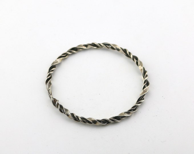 Vintage Twisted Scroll Braid Braided Design Round Bangle Bracelet 925 Sterling BR 3814