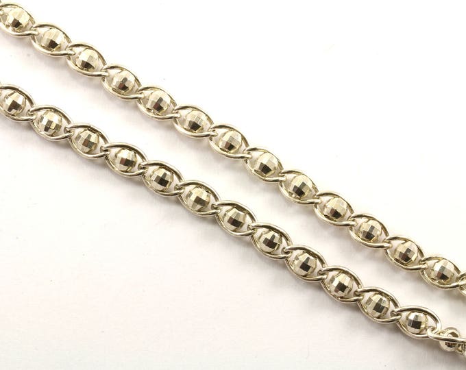Vintage 36 Inch Italy Beads Beaded Design Chain Necklace 925 Sterling NC 293-E