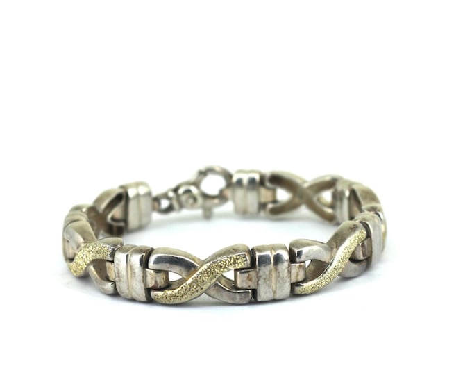 Vintage 925 Italian Heavy Statement  Link Bracelet 925 Sterling BR 247