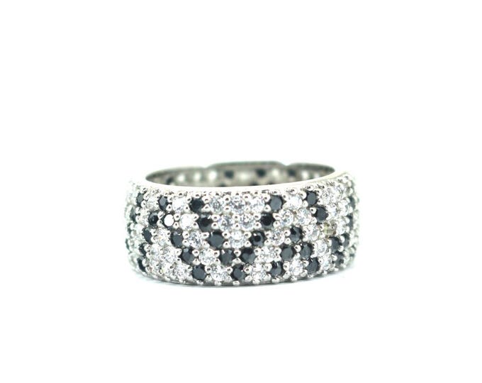 Vintage Dome Shape Crystal Design Ring 925 Sterling RG 3614