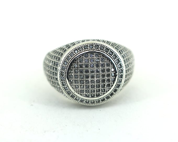 Vintage Size 13 CZ Dome Ring 925 Sterling Silver Rg 4282