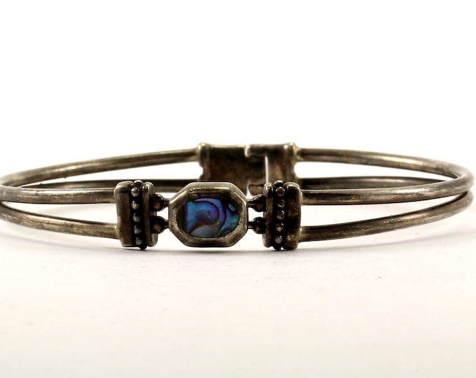 Vintage Open Circle Design Abalone Bangle Bracelet 928 Sterling BR 1929-E