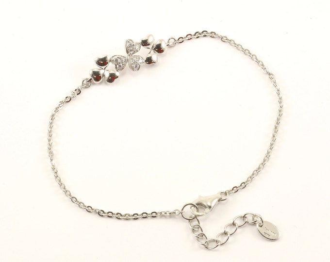 Vintage Delicate Clover Design Chain Bracelet 925 Sterling BR 920