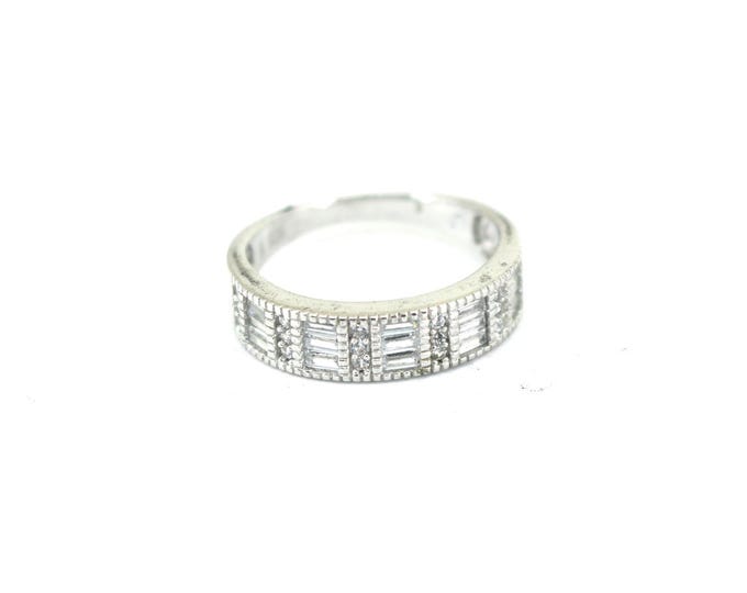 Vintage Size 6.25 Modern Multi CZ Cocktail Ring Sterling 925 Silver RG 1850