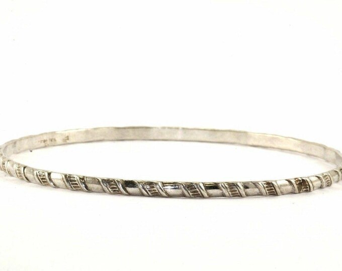 Vintage Textured Inclined Design Bangle Bracelet 925 Sterling Br 1838(123759770721)