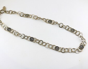 Vintage 19 Inch Louis Hill Indonesia Signature Scroll Beaded Beads Rolo Chain Design Necklace 925 Sterling NC 959