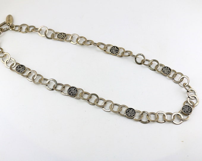 Vintage 19 Inch Louis Hill Indonesia Signature Scroll Beaded Beads Rolo Chain Design Necklace 925 Sterling NC 959