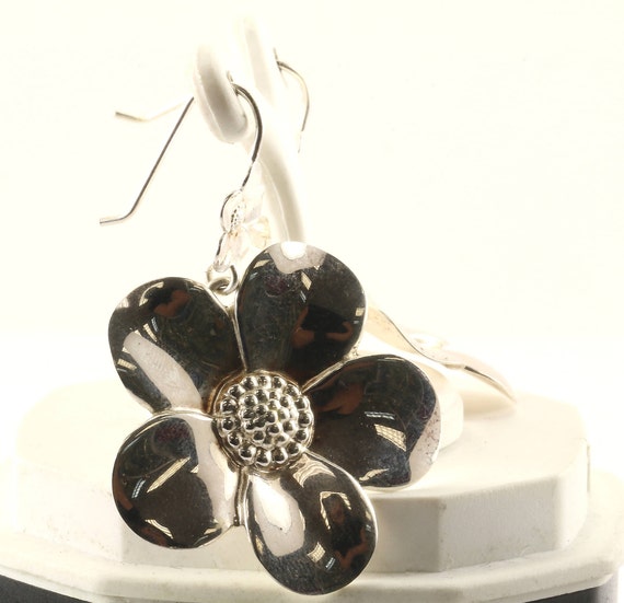Vintage Flower Dangle Earrings 925 Sterling ER 11… - image 2