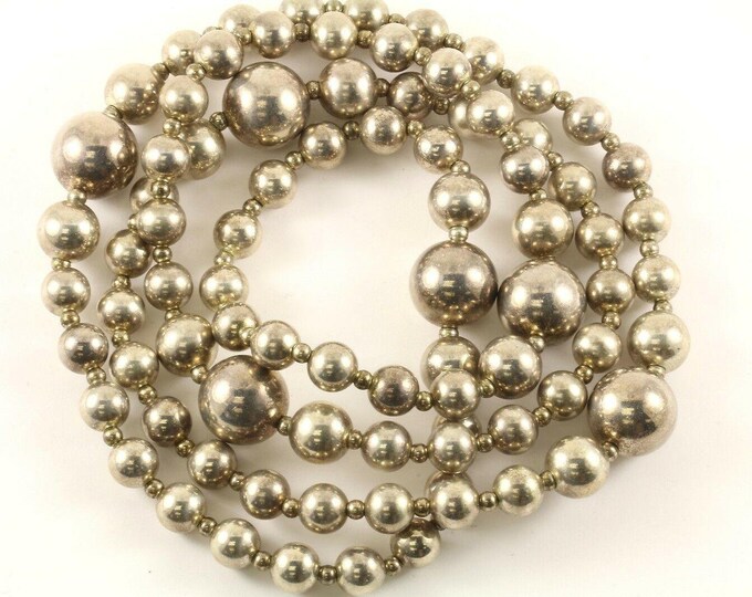Vintage 35 Inch Beaded Beads Design Chain Necklace 925 Sterling Nc 1252