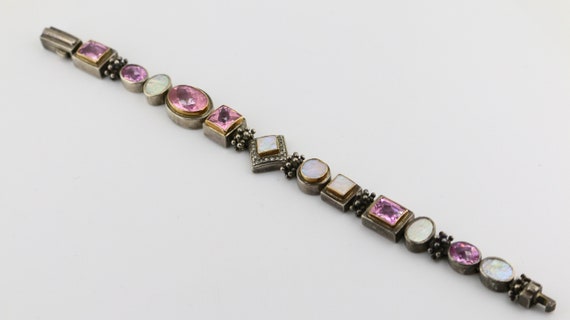 Vintage Beautiful Mother Of Pearl Pink Crystals R… - image 2