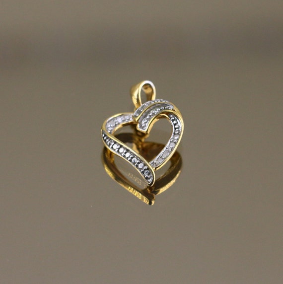 Vintage Small Twisted Two Tone Heart Shape Gold P… - image 1