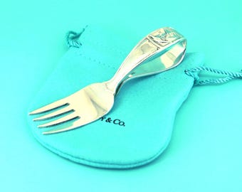 Authentic Tiffany & Co Loop Baby Silverware Flatware Fork 925 Sterling Silver 003TC