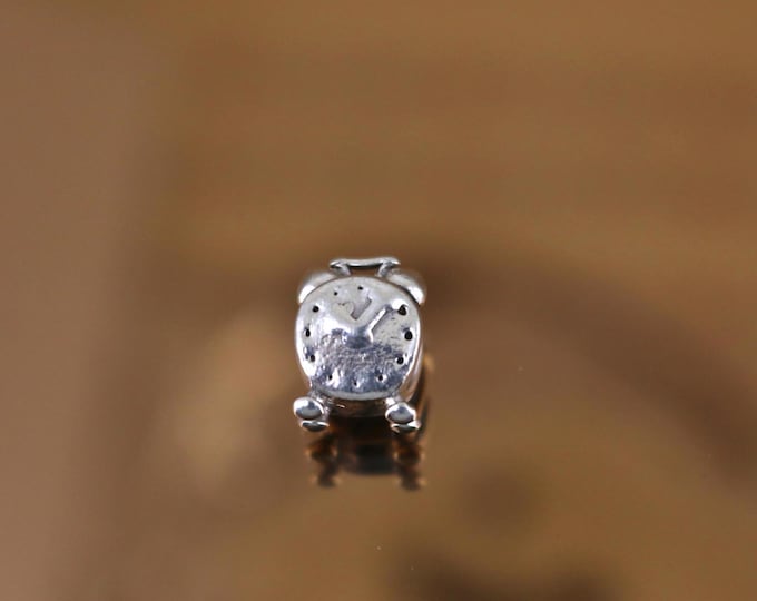Vintage Pandora Alarm Clock Charm Block Bead For European Bracelet Sterling Silver CH 1A