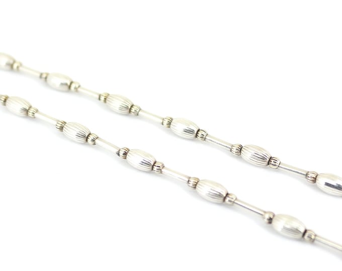 Vintage Beautiful Long Rows Beaded Beads Design Necklace 925 Sterling Silver NC 2056