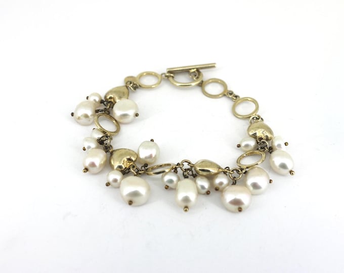 Vintage Natural Pearls Beads Design Bracelet 925 Sterling BR 2399