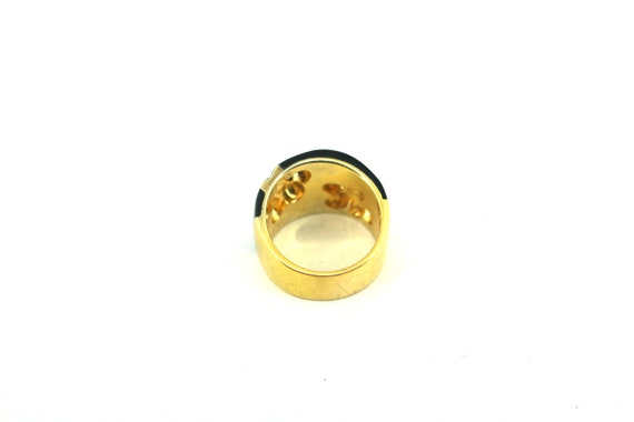 Vintage Size 9 Gold Plated Floral Black Band Ring… - image 4