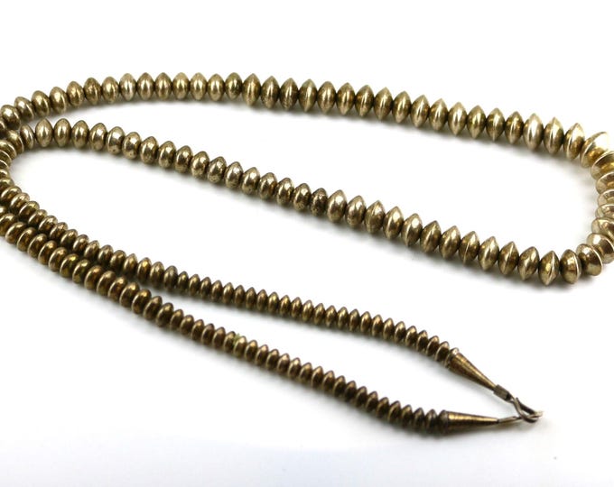 Vintage 30 Inch Navajo Gradual Beads Beaded Chain Hook Clasp Design Necklace 925 Sterling Silver NC 1896