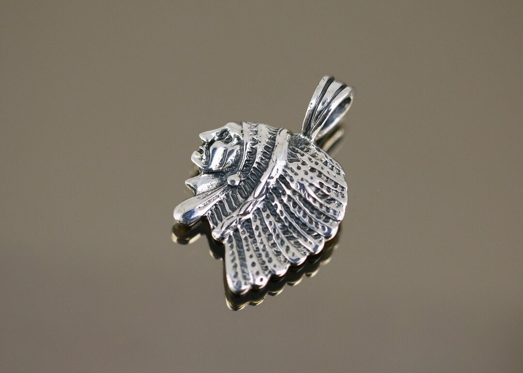 Vintage Indian Head Design Pendant 925 Sterling Silver PD 2466 Etsy
