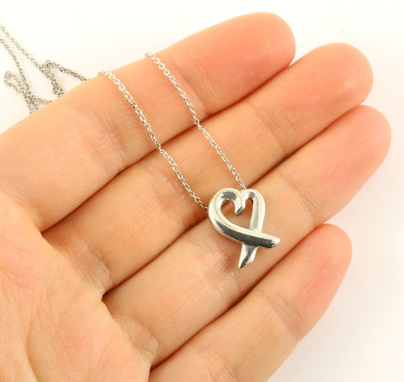 Tiffany & Co. Paloma Picasso Loving Heart Necklace 925 Sterling NC