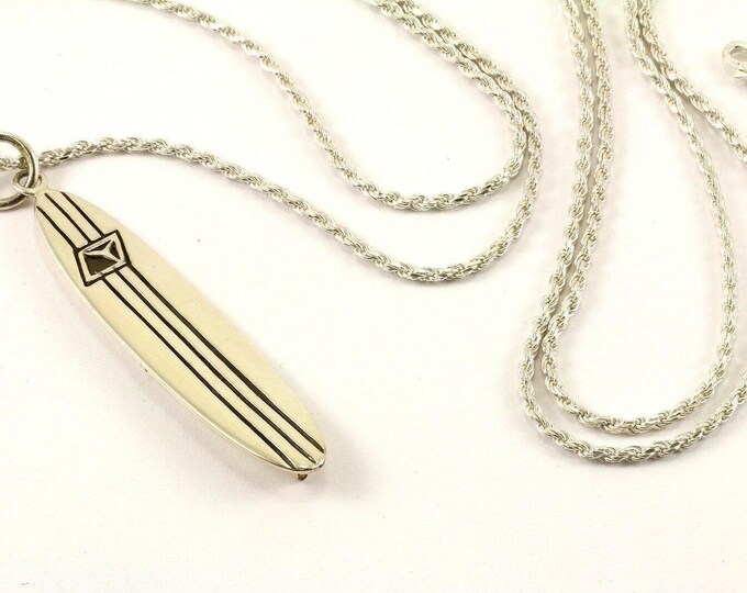 Vintage Surfing Board Design Necklace 925 Sterling Nc 1427(401744748208)