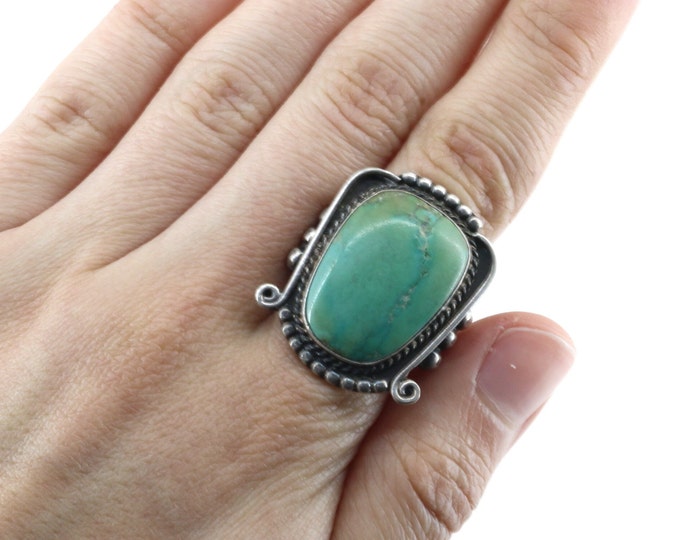 Vintage Size 6 Turquoise Band Ring 925 Sterling RG 3661