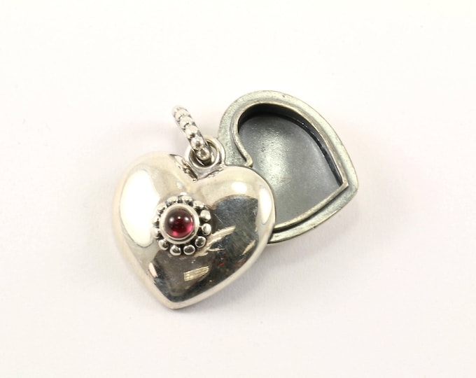 Vintage Pandora Heart Shaped Pink CZ Heart Locked Pendant 925 Silver PD 2935