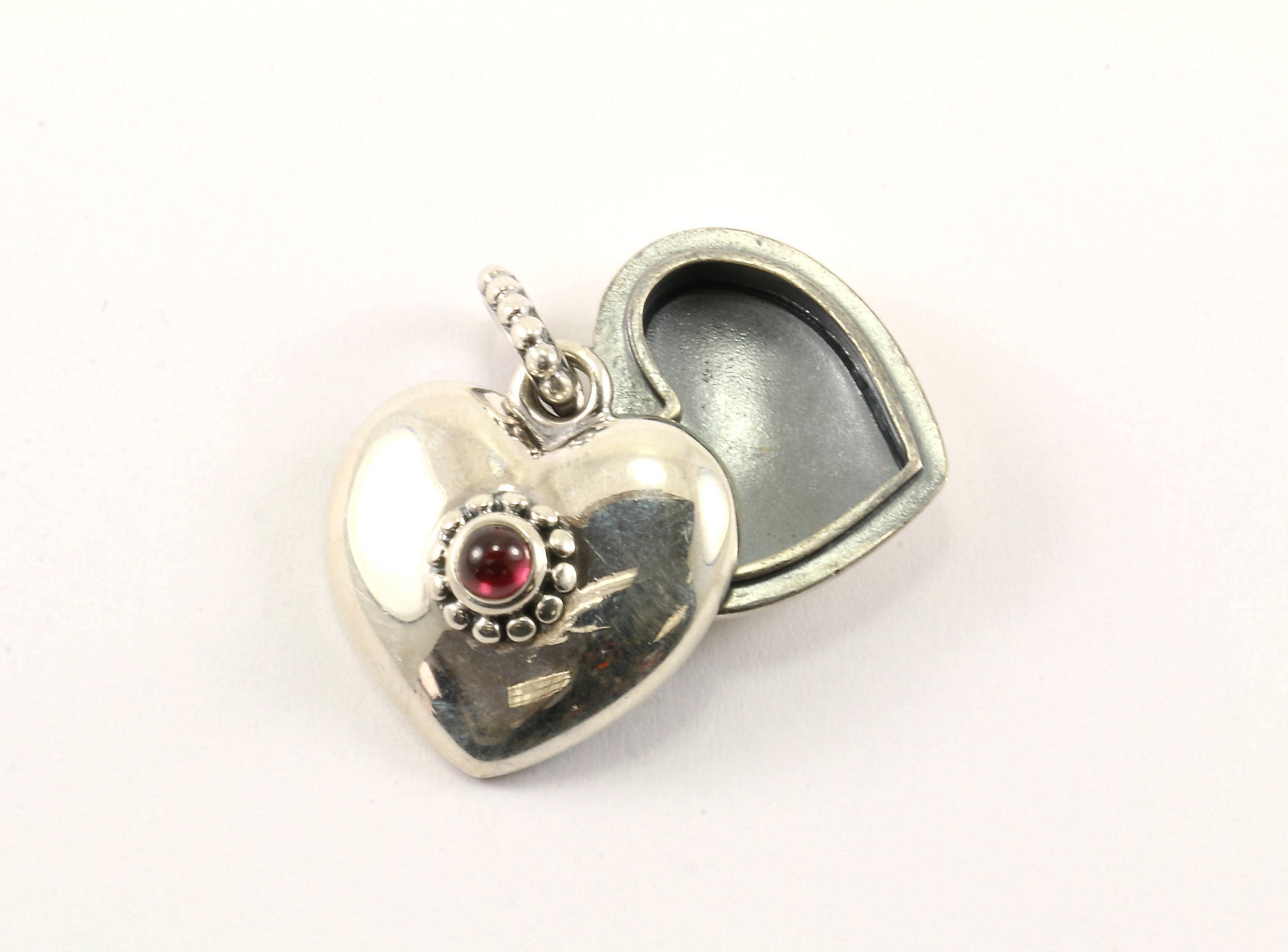 Unique Silver Necklace Locket Heart Blue Topaz SP0514SLK