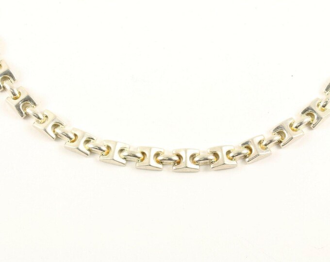 Vintage 15 Inch Italy Bar Chain Design Necklace 925 Sterling Nc 1560(123765809595)