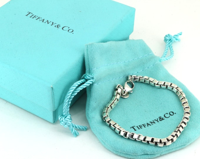 Authentic Tiffany & Co  Box Chain 6.75 In Bracelet | Sterling Silver Bracelet | BR 1409