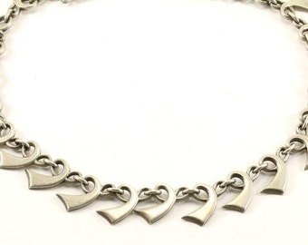 Vintage Scroll Design Link Necklace 16 in  Sterling 925 Silver Necklace Nc 810