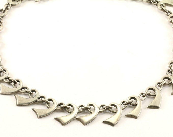 Vintage Scroll Design Link Necklace 16 in  Sterling 925 Silver Necklace Nc 810