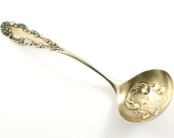 Antique 1905 Blackinton Beautiful Antique Enamel Cream Ladle Spoon Sterling Silver  FW 49