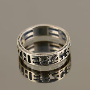 Size 10.75 Vintage 1 Thes 4 3 4 Cross Religious Christian Bible Verse Design Band Ring 925 Sterling Silver Rg 1617E