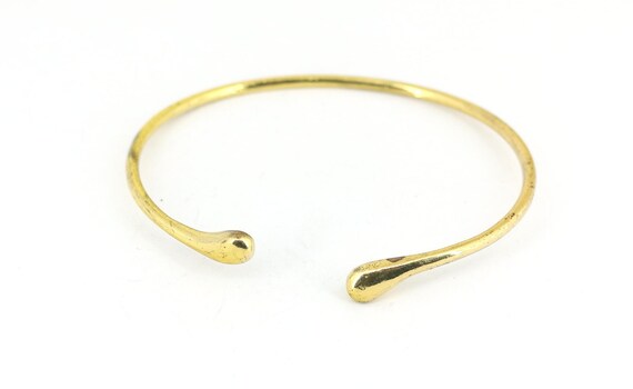 Vintage Simple Solid Gold Plated Cuff Bracelet 92… - image 2