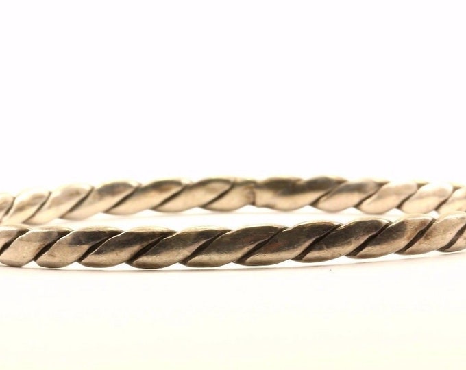 Vintage Twisted Braided Design Bangle Bracelet Sterling Silver Br 2844