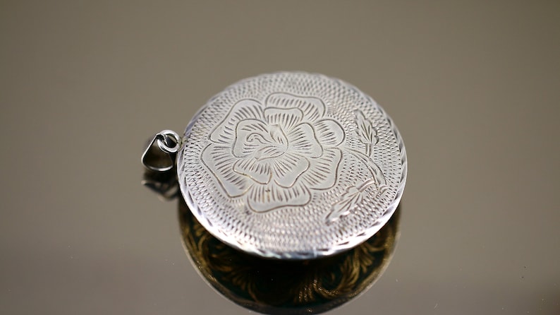 Vintage Large Round Shape Sun Maya Tribe Two Sided Floral Design Pendant 925 Sterling Silver PD 3