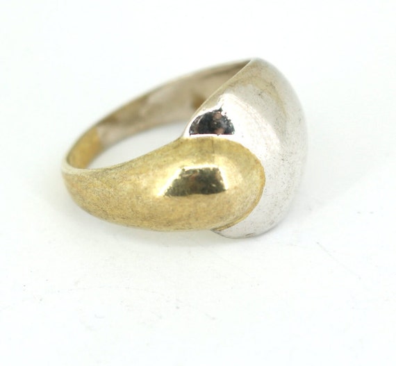 Vintage Size 7 Gold Plated Dome Ring 925 Sterling… - image 2