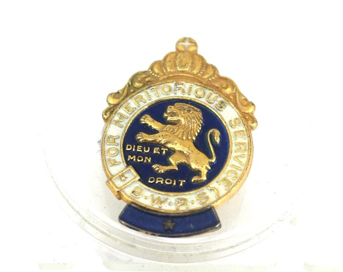 Vintage Silver Meritorious Service Lion Design Pin/Brooch 925 Sterling BB 1595