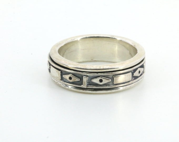 Vintage Size 10.75 Anxiety Relief Spinner Band Design Ring Sterling Silver RG 4470
