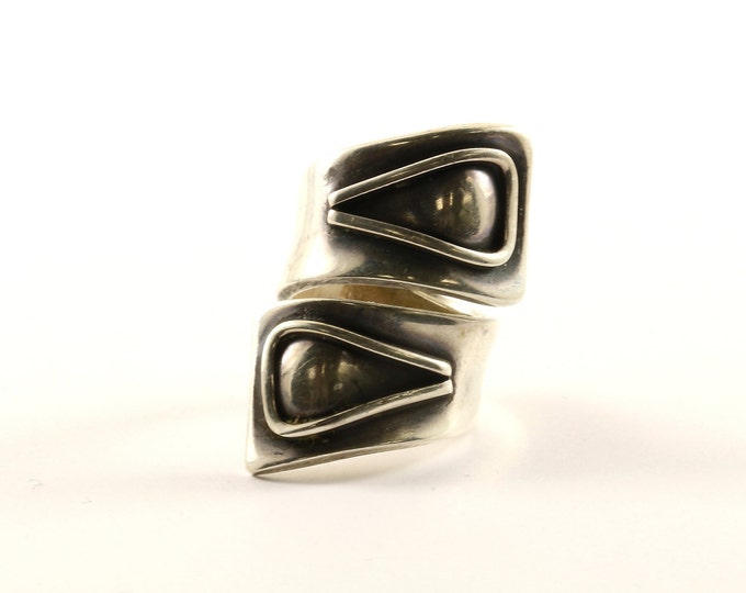 Vintage Size 6.5 Large Overlap Design Ring 925 Sterling  RG 1889