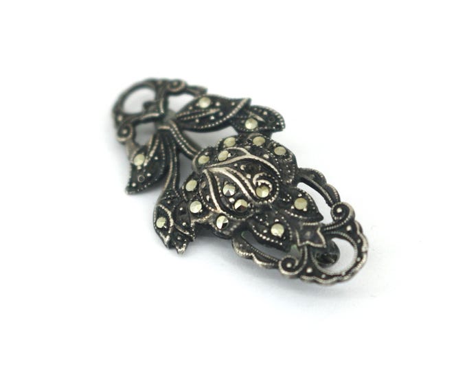 Rose Marcasite Brooch 935 Sterling BB 332-E