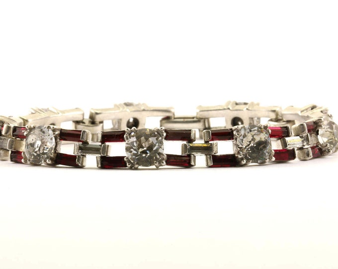 Vintage Classic Style CZ Crystal Inlay Tennis Bracelet 925 Sterling Silver BR 1169-E