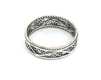 Vintage Size 7.5 Scroll Filigree Ring 925 Sterling Silver RG 4670
