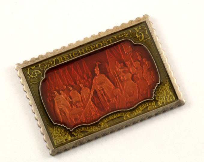 Vintage The Metropolitan Collection of Enamel Stamps Reichspost Germany Postage 925 Sterling Silver OT 228