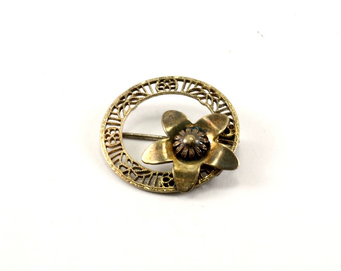 Vintage Lily Flowers Design Pin/Brooch 925 Sterling BB 763-E