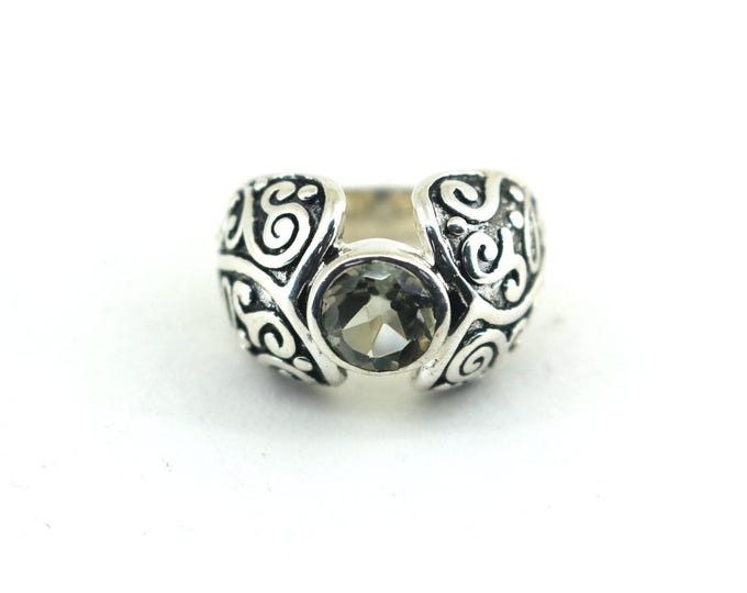 Vintage Size 8 Swirl Dome CZ Ring Sterling 925 Silver RG 4256