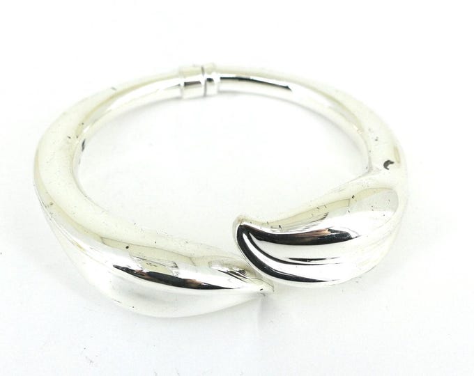 Vintage Italy Hinged Chunky Clamper Bangle Bracelet Sterling Silver BR 069